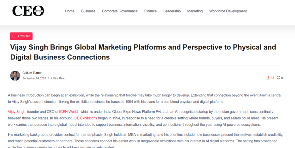 CEO Monthly USA Spotlights IGEN World’s Global Business Journey